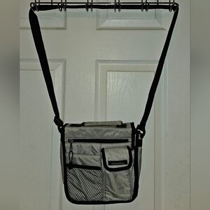Xhileration Black and Gray Nylon Crossbody Bag